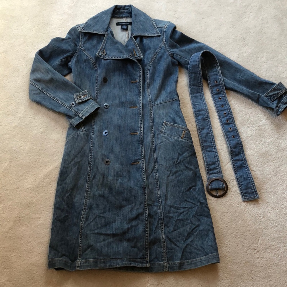 Denim trench coat